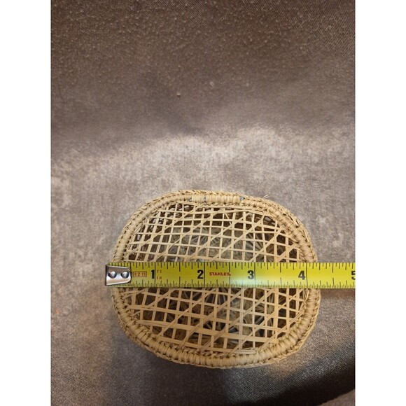 Vintage Folk Art Boho Small Woven Treasure Trinket Box Sweet Grass & Wire - Picture 15 of 16